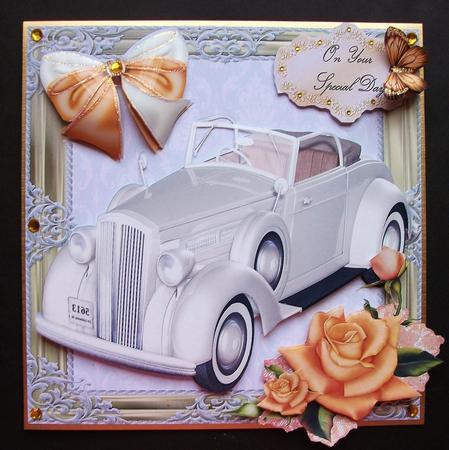 Beautiful Wedding Car with Gold Rose's 8x8 Mini Kit by Jennifer (Jaye) Smith-Kirk