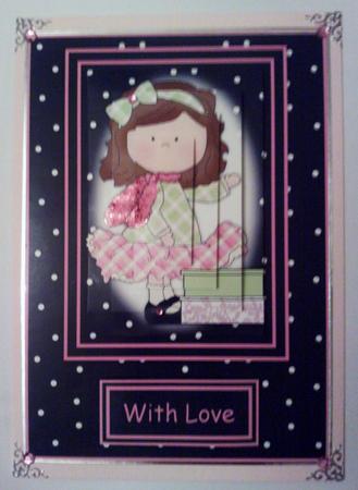 Le Chic Girl in Pinks & Greens Card Front & Pyramid by Jennifer (Jaye) Smith-Kirk