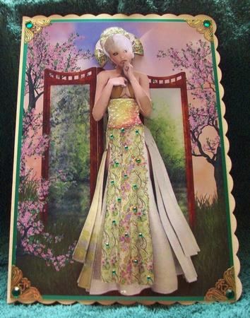 Oriental Beauty Card Front with Decoupage by Jennifer (Jaye) Smith-Kirk