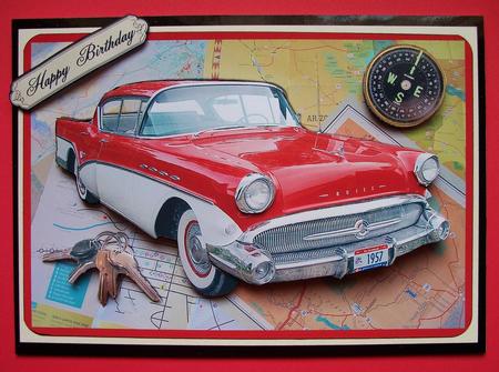1957 Buick on Maps - Male Card, Any Occasion by Jennifer (Jaye) Smith-Kirk