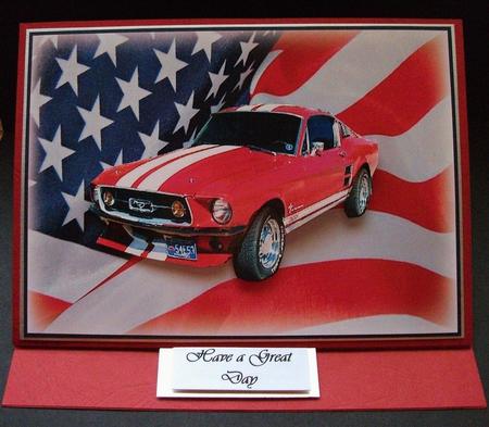 American Classic Car Decoupage on American Flag by Jennifer (Jaye) Smith-Kirk