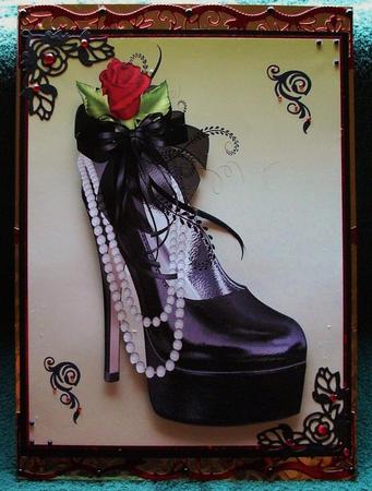 Rose Shoe and Pearls A4 Topper by Jennifer (Jaye) Smith-Kirk