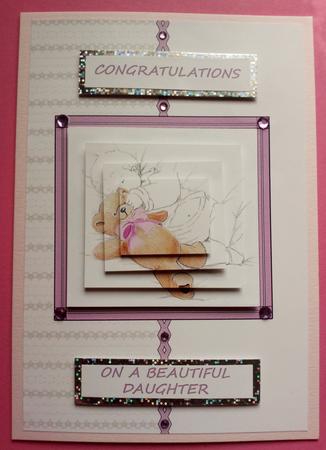 Baby with Teddy Card Front by Jennifer (Jaye) Smith-Kirk