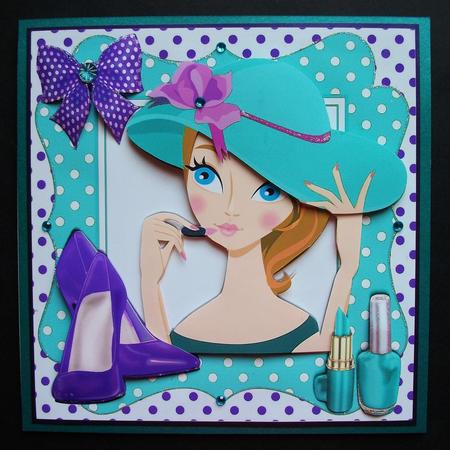 Trendy Lady in Her Turq Hat with Shoes 8x8 Mini Kit by Jennifer (Jaye) Smith-Kirk