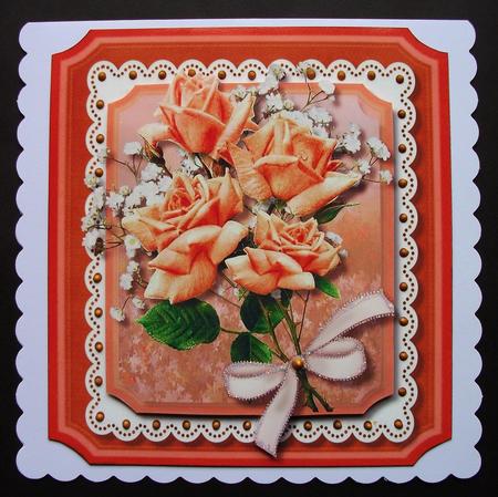 Beautiful Burnt Orange Roses on a Shaped Card  by Jennifer (Jaye) Smith-Kirk