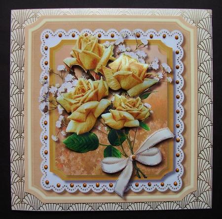 Beautiful Gold Roses on a Shaped Card . by Jennifer (Jaye) Smith-Kirk