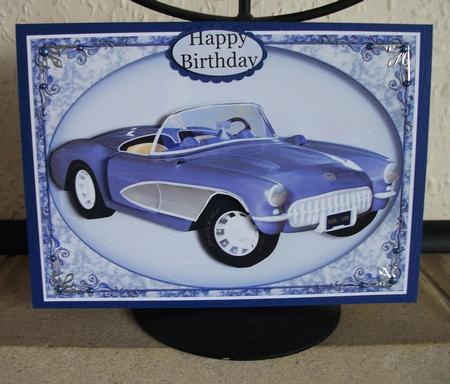 Blue Chevrolet Corvette + Decoupage by Jennifer (Jaye) Smith-Kirk