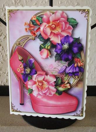 Beautiful Summer Blooms Shoe on Golden Frame by Jennifer (Jaye) Smith-Kirk