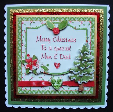Merry Christmas to a Special Mum & Dad Card Front by Jennifer (Jaye) Smith-Kirk