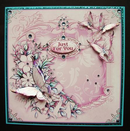Pink Flowers and Butterflies on an Arched Frame by Jennifer (Jaye) Smith-Kirk