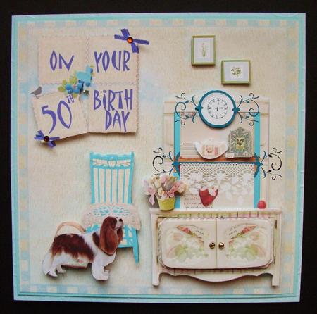Shabby Chic Style Kitchen with Cavalier King Charles Blue by Jennifer (Jaye) Smith-Kirk