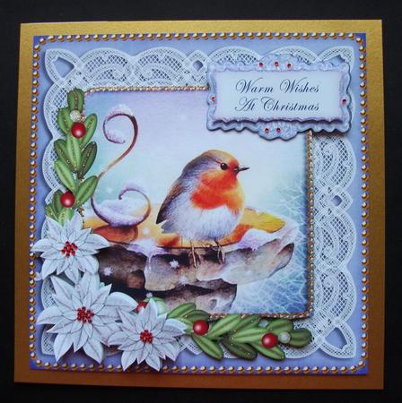 Blue Robin Warm Wishes at Christmas 8in Sentiment Topper by Jennifer (Jaye) Smith-Kirk