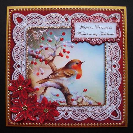 Red Robin Warm Wishes Husband 8in Sentiment Topper by Jennifer (Jaye) Smith-Kirk