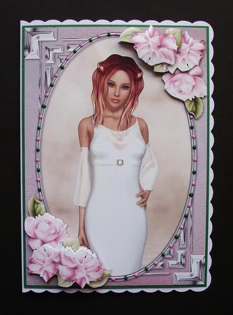 Lady in an Elegant White Dress and Roses by Jennifer (Jaye) Smith-Kirk