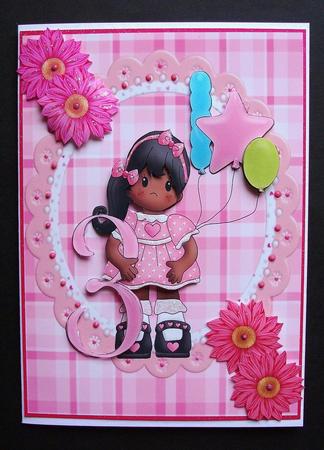 Happy 3rd Birthday Ethnic Pink Girl by Jennifer (Jaye) Smith-Kirk