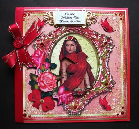 Indian Beauty in Red Sari Mk by Jennifer (Jaye) Smith-Kirk