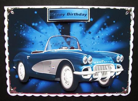 Blue Sports Car on Blue Abstract Background by Jennifer (Jaye) Smith-Kirk