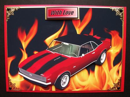 Red Sports Car on Flame Background by Jennifer (Jaye) Smith-Kirk