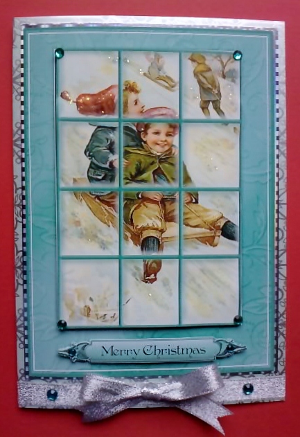 Children Snow Sledding - Window Tile Card by Jennifer (Jaye) Smith-Kirk