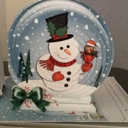 3D Xmas Snowman Snowglobe Circle Pyramage Card Kit by Jennifer Purdon