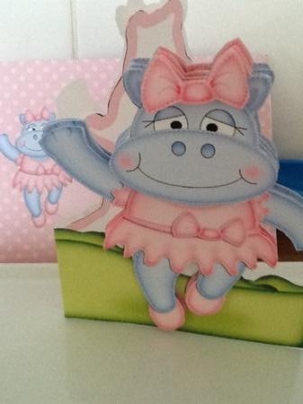3D Hilda Hippo Shaped Card with Decoupage by Jennifer Purdon