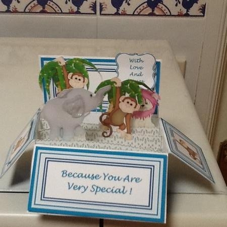 Animal Fun - Pop-up Box Card with Matching Envelope by Jennifer Purdon
