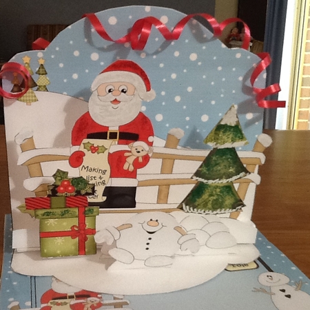 3D Christmas Pop Up Front Card Kit Santa is checking his List by Jennifer Purdon