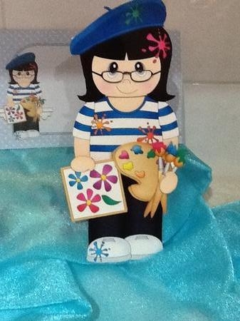 3D On the Shelf Card Kit - Little Artist Charline is painting En Plein Air by Jennifer Purdon