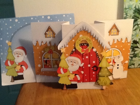 3D Up Front Card Kit -  Santa has a Christmas Tree at the Christmas Gingerbread House by Jennifer Purdon