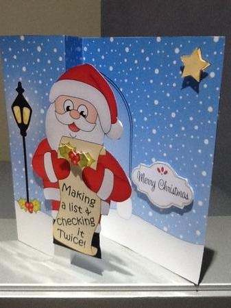 3D Shaped No-Hole Fold Back Christmas Card Mini Kit  - Santa is Checking his List! by Jennifer Purdon