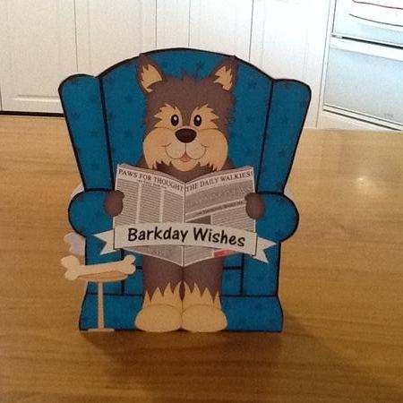 3D Shaped Card  Kit - Little Yorkie Dog Timmy reads the Barking Newspaper by Jennifer Purdon