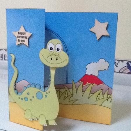 3D Shaped No-Hole Fold Back Mini Kit -  Cute Little Dinosaur  Dennis by Jennifer Purdon