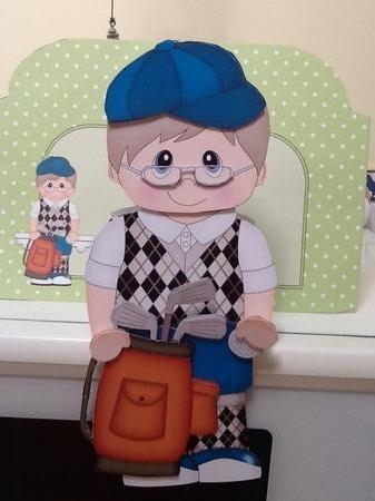 3D On the Shelf Card Kit - Older Man Byron plays Golf by Jennifer Purdon