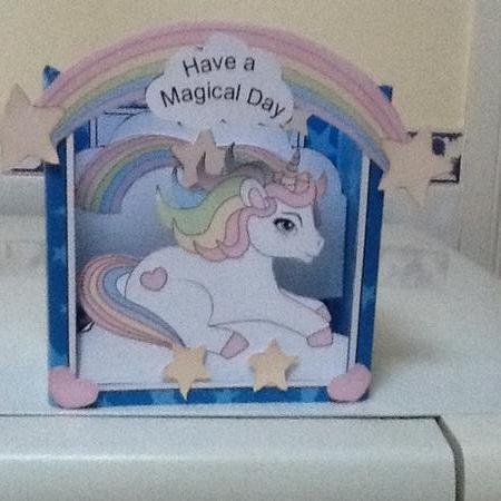 3D Diorama Shadow Box Card Mini Kit  -  Cute Little Unicorn Rainbow  by Jennifer Purdon
