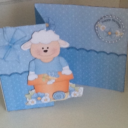 3D Shaped No-Hole Fold Back Card Kit - Flowerpot Friends - Cute Little Laurie Lamb by Jennifer Purdon