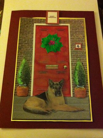 German Shepherd with a Red Door by Jennifer Quinn