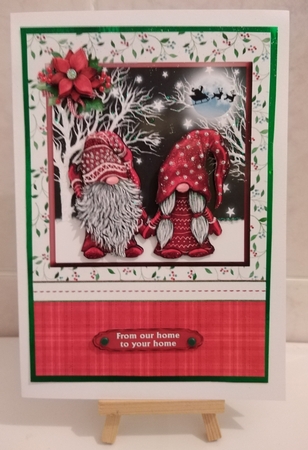 Nordic gnomes christmas card front & decoupage by Jennifer Selbie