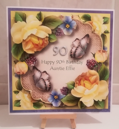 Roses, Burlap & Butterflies - Yellow 8x8 by Jennifer Selbie