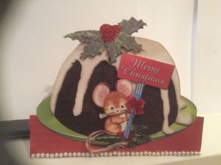 Christmas Pudding and Mouse Shaped Card by Jennifer Swandells