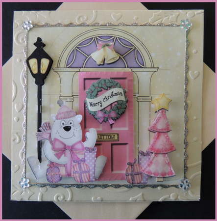Ben Polar Bear Christmas Door Quick Card & 3D Decoupage by Jennifer weary