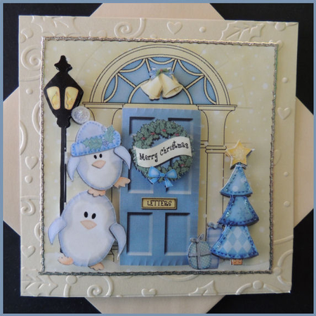Penguins Christmas Door Quick Card & 3D Decoupage by Jennifer weary