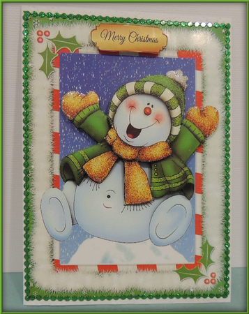 Beautiful Green Glitter Snowman by Jennifer weary