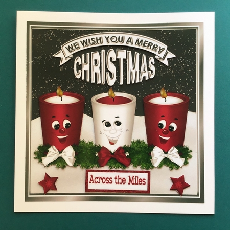 Funny face candles with bows and cerise stars 8x8 by Jennifer Archer