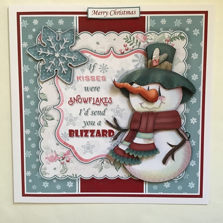 SNOWMAN KISSES 7.5 CHRISTMAS Decoupage & Insert Card Kit by Jennifer Archer