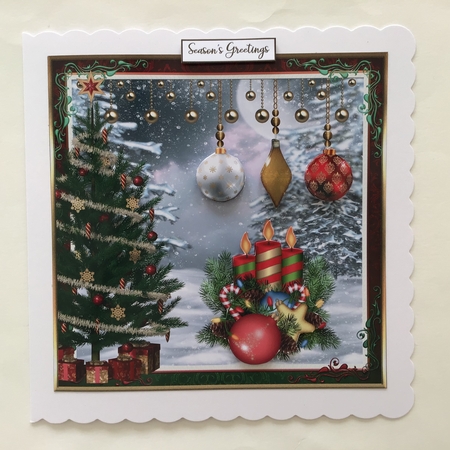 Christmas Baubles Decoupage 8x8ins Topper 4 by Jennifer Archer