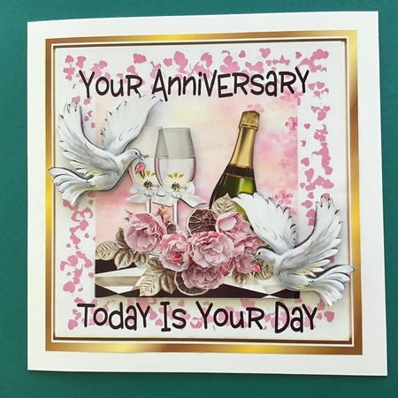 Champagne and glasses with Doves for your ANNIVERSARY 7x7 by Jennifer Archer