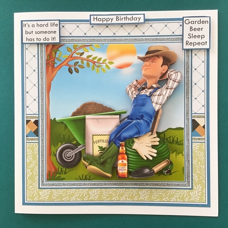 GARDENER ITS A HARD LIFE Humorous 7.5 Decoupage Card Kit by Jennifer Archer