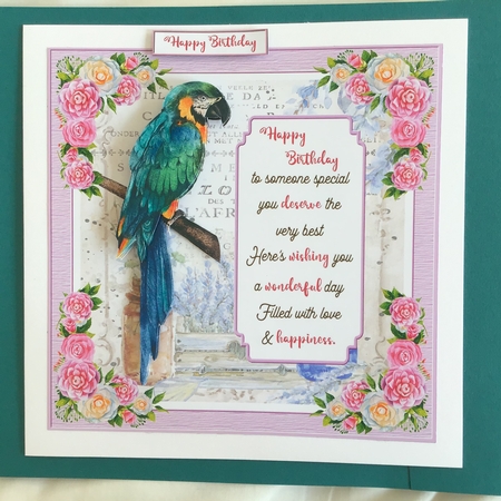 Exotic Bird Decoupage 7x7ins Topper 1 by Jennifer Archer