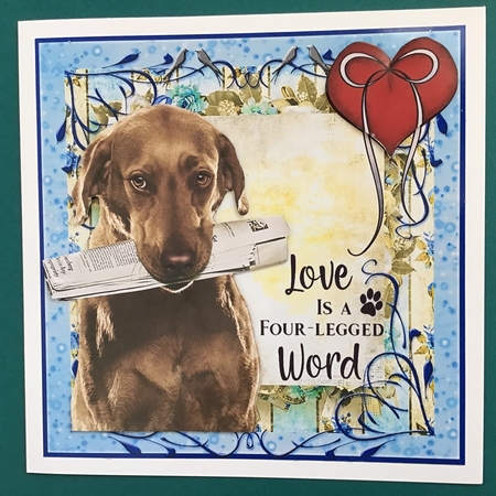 3 Blue Love is a four legged word card front/toppers 3 by Jennifer Archer