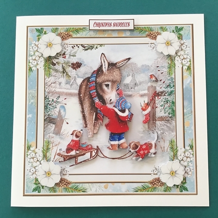 Christmas Snuggles 7x7ins Decoupage Topper by Jennifer Archer